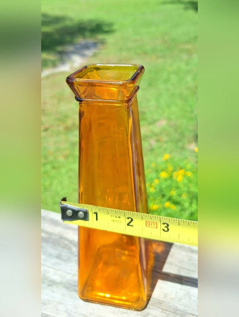 Source Unknown Amber Tapered Glass Vase